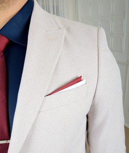 Мъжко спортно сако на ивици цвят екрю