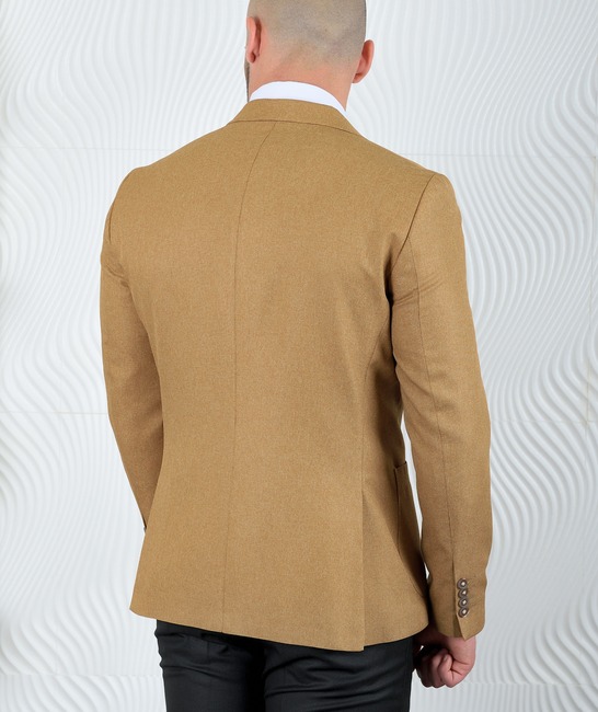 Елегантно мъжко сако в цвят горчица с едно копче