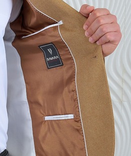 Елегантно мъжко сако в цвят горчица с едно копче