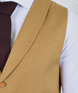 Мъжки едноредов елек с два джоба цвят горчица