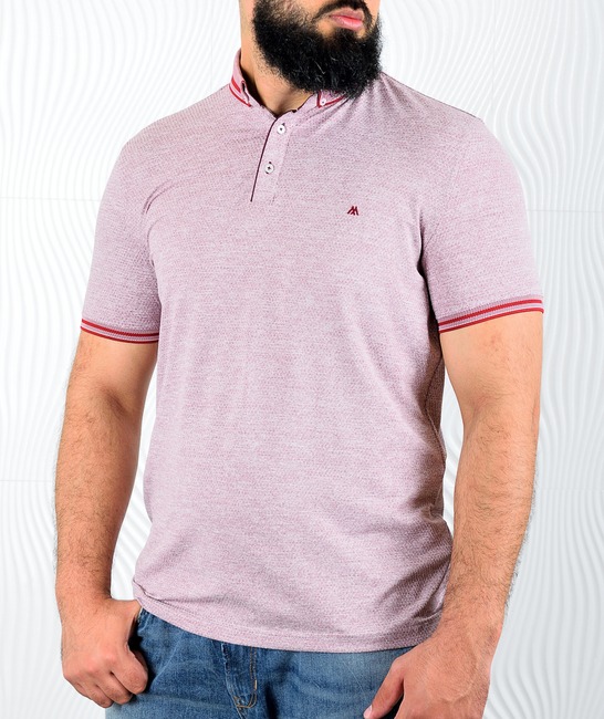 Мъжка поло тениска цвят бордо в голям размер на шестограми