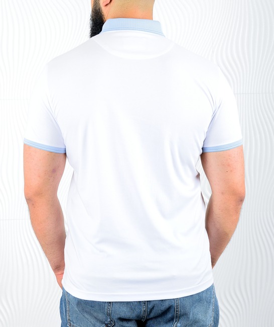 Бяла мъжка поло тениска голям размер