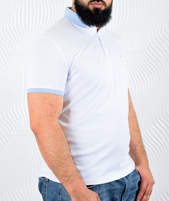 Бяла мъжка поло тениска голям размер