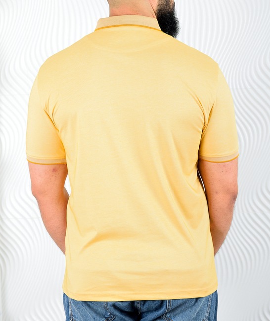 Мъжка поло тениска цвят горчица голям размер