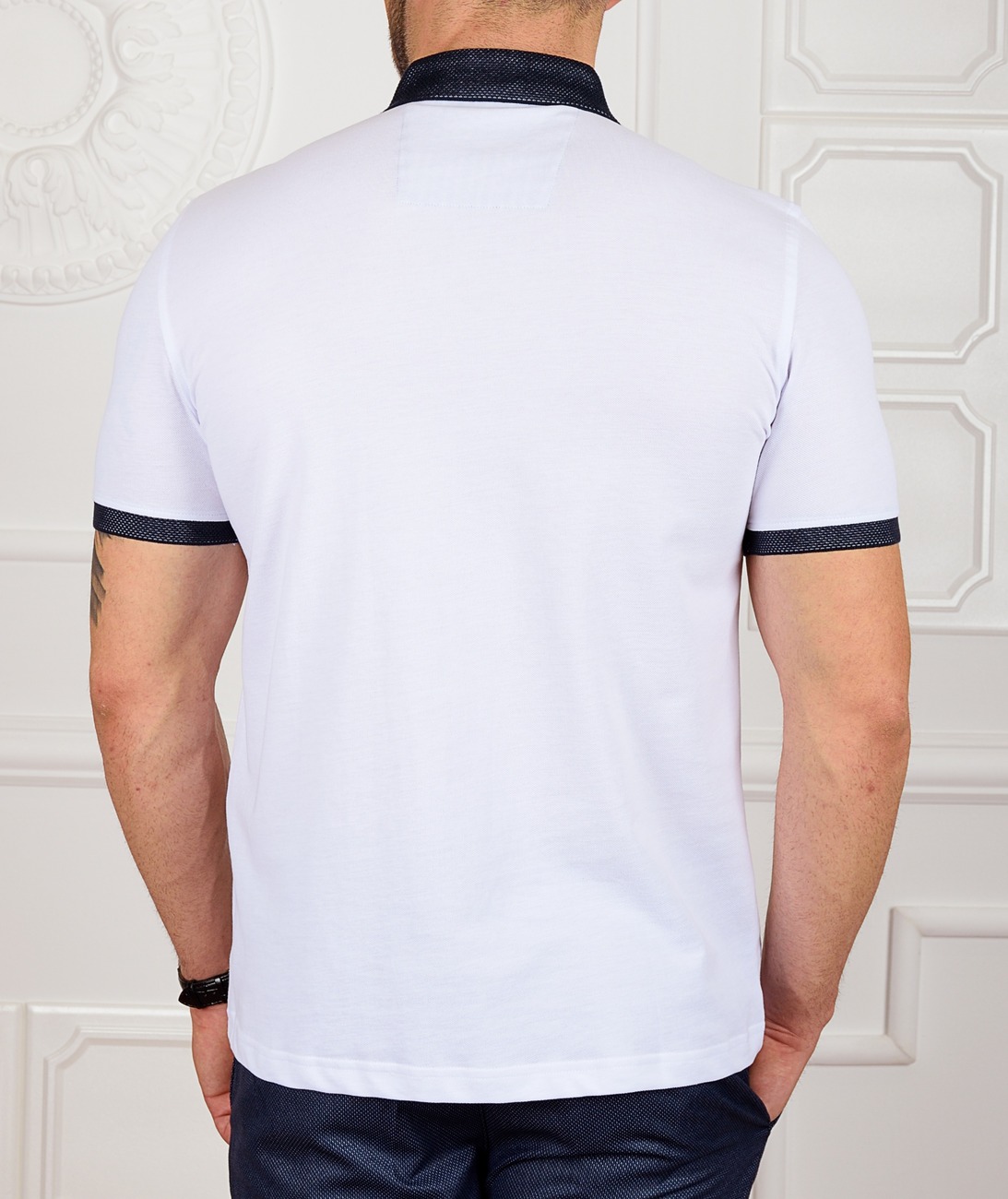 Мъжка бяла поло тениска тип Lacoste Мъжка бяла поло тениска тип Lacoste