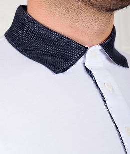 Мъжка бяла поло тениска тип Лакост