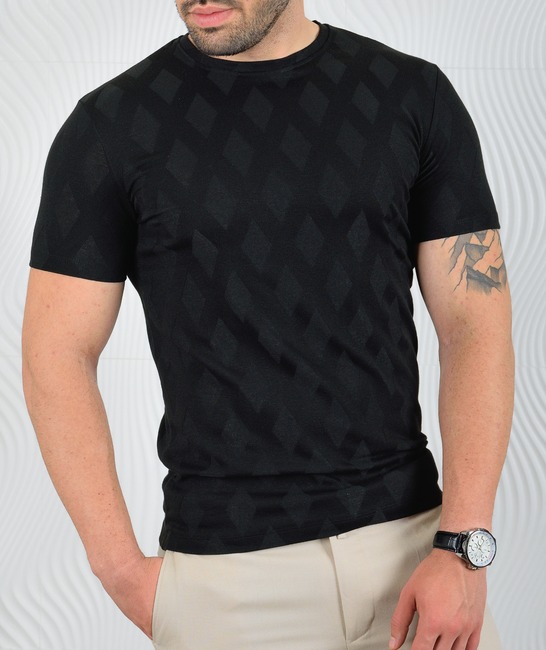 Мъжка черна тениска на ромбоиди