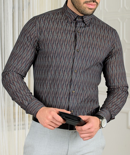 Мъжка риза на спираловидни елементи цвят Hardal