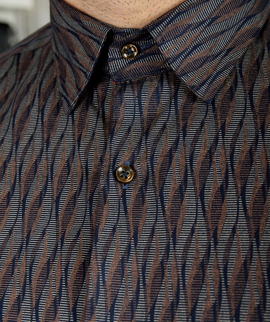 Мъжка риза на спираловидни елементи цвят Hardal