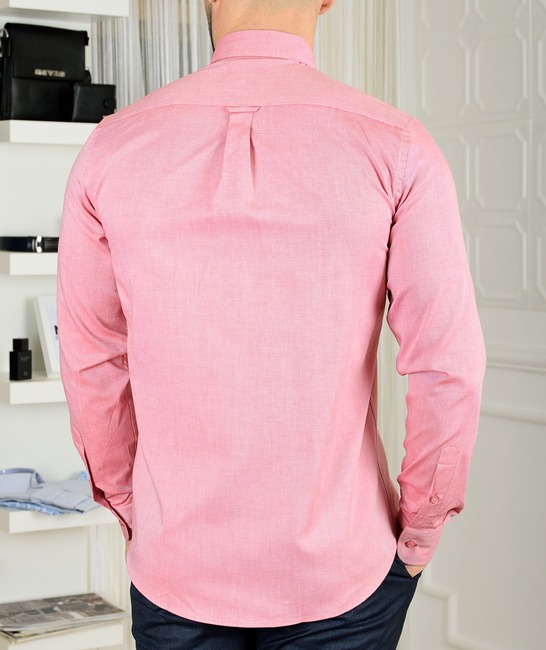 Мъжка официална риза цвят диня с бродирано лого