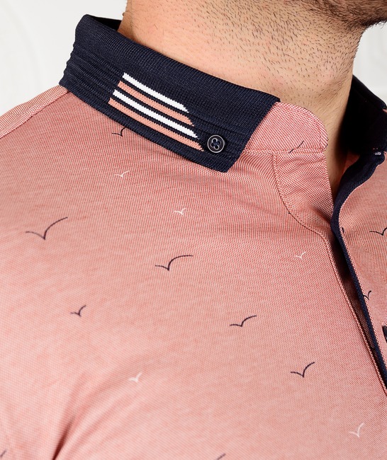 Мъжка поло тениска с птици цвят бордо