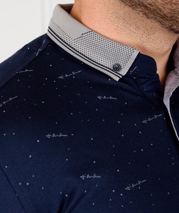 Мъжка синя тениска с декоративни надписи