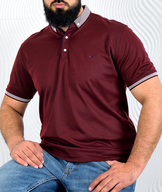 Мъжка поло тениска цвят бордо голям размер
