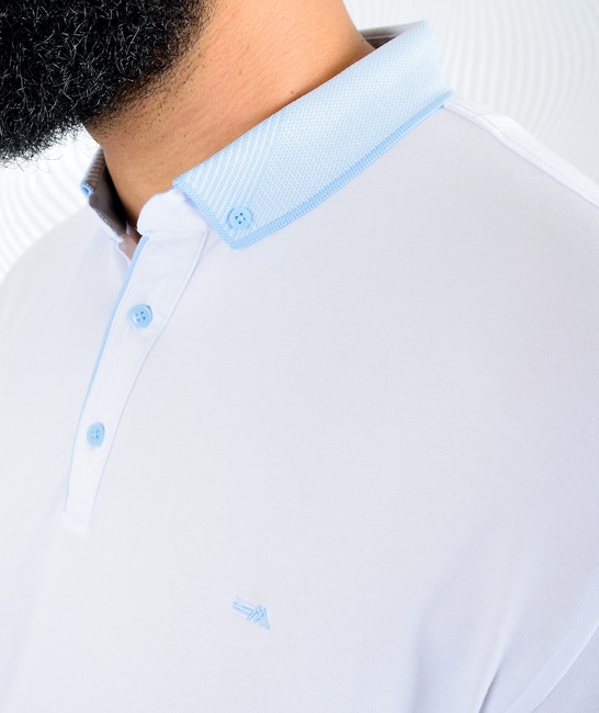 Мъжка поло тениска цвят бял голям размер
