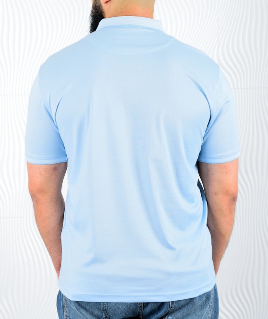 Мъжка поло тениска цвят светло син голям размер