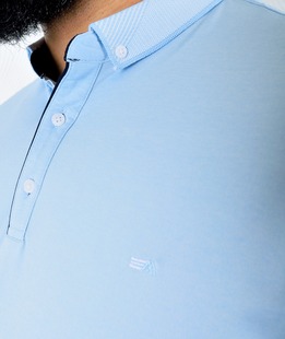 Мъжка поло тениска цвят светло син голям размер