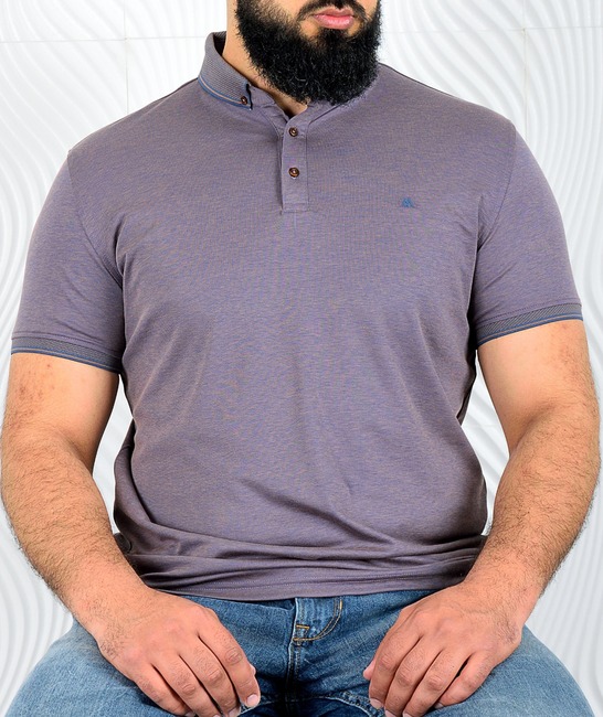 Мъжка поло тениска цвят тъмен кремък голям размер