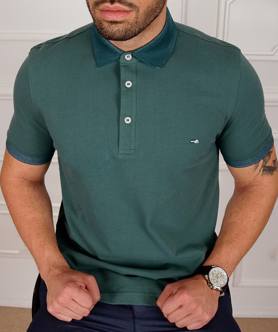 Мъжка зелена поло тениска тип Лакост