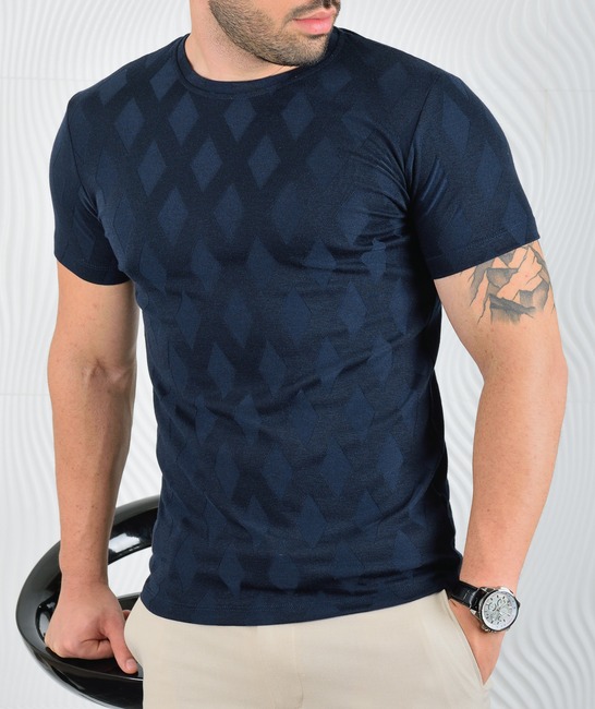 Мъжка синя тениска на ромбоиди