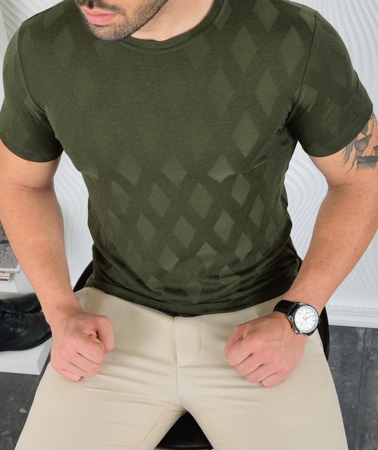Мъжка зелена тениска на ромбоиди