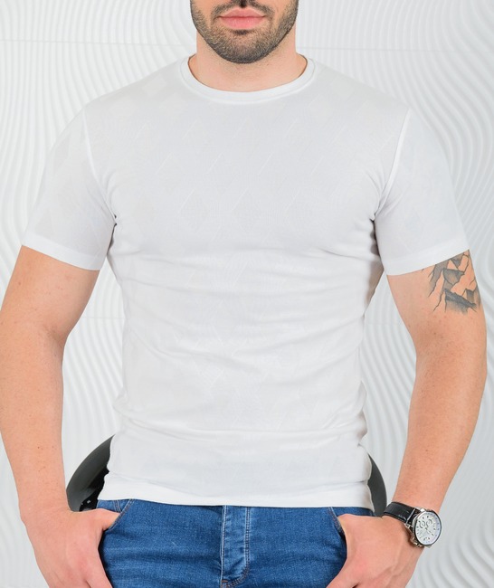 Мъжка бяла тениска на ромбоиди