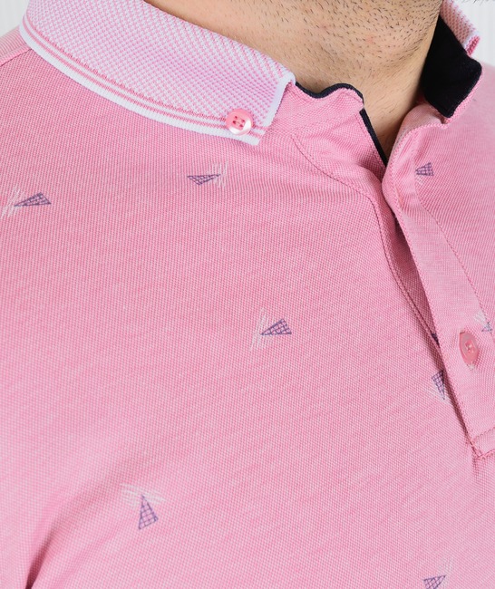 Мъжка розова поло тениска на малки триъгълници