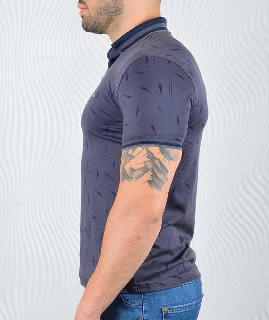 Мъжка тениска цвят тъмен кремък с елементи