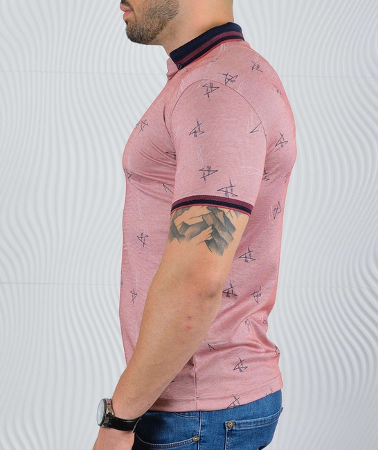 Мъжка поло теникса цвят бордо на лентички