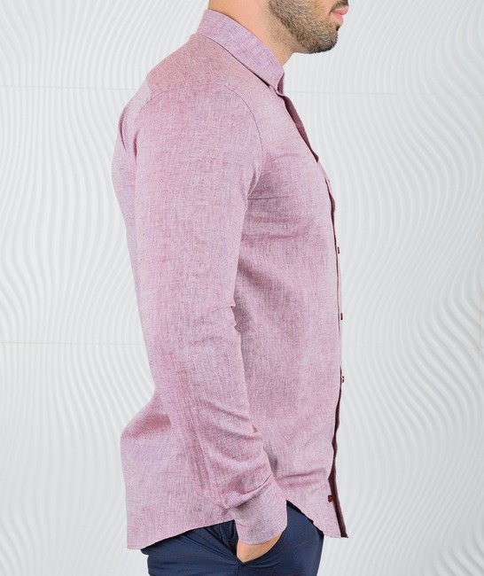 Мъжка ленена риза цвят бордо