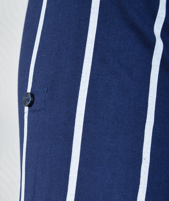 Мъжка синя ленена риза на вертикални ленти