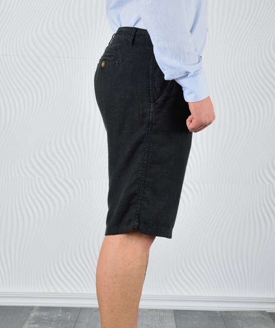 Мъжки черен къс ленен панталон