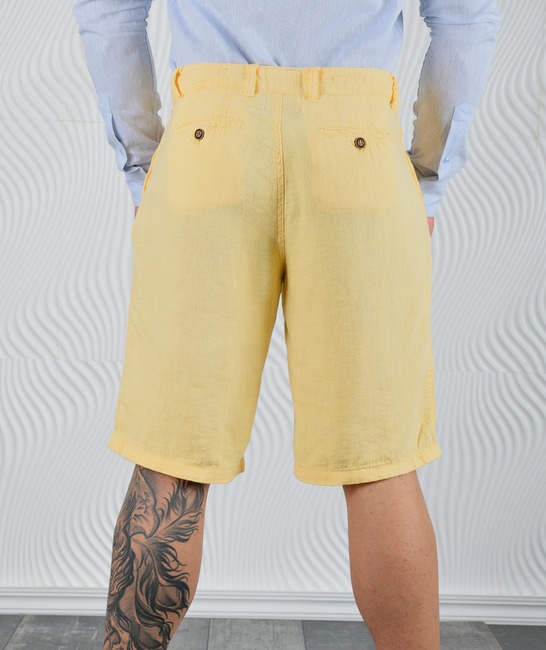 Мъжки жълт къс ленен панталон