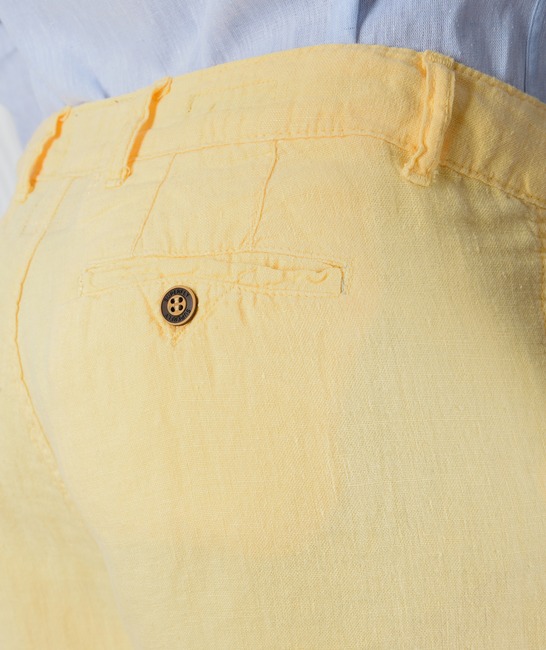 Мъжки жълт къс ленен панталон