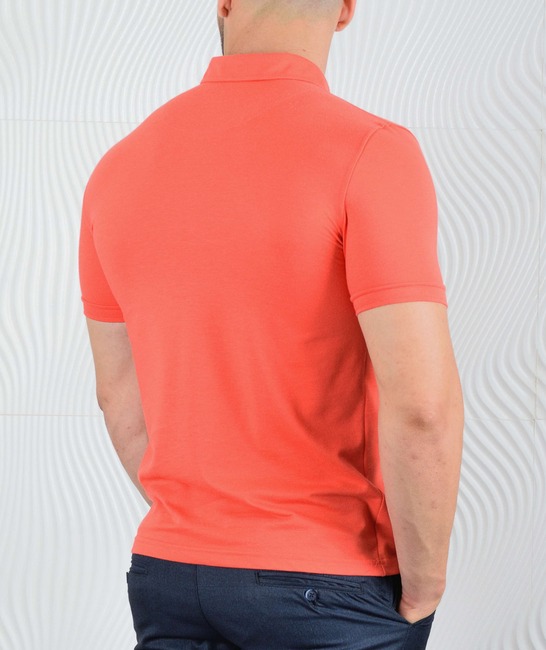 Мъжка тениска с яка цвят диня