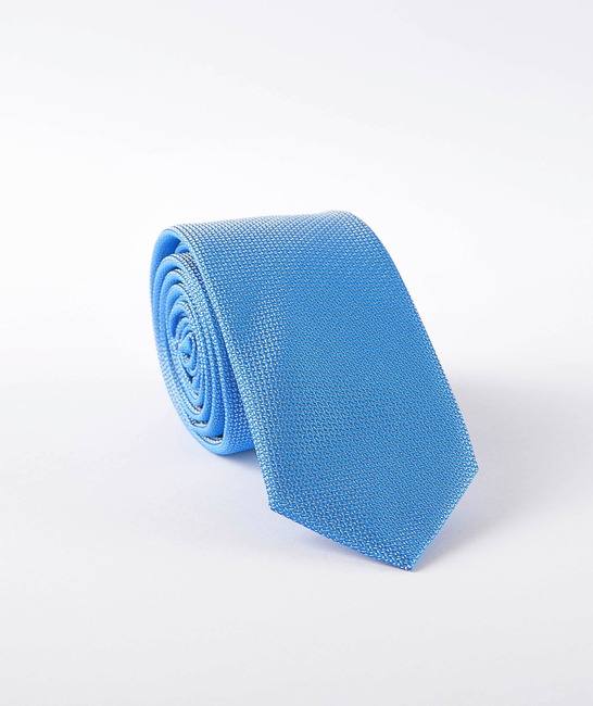 Мъжка структурна светло синя вратовръзка с кърпичка