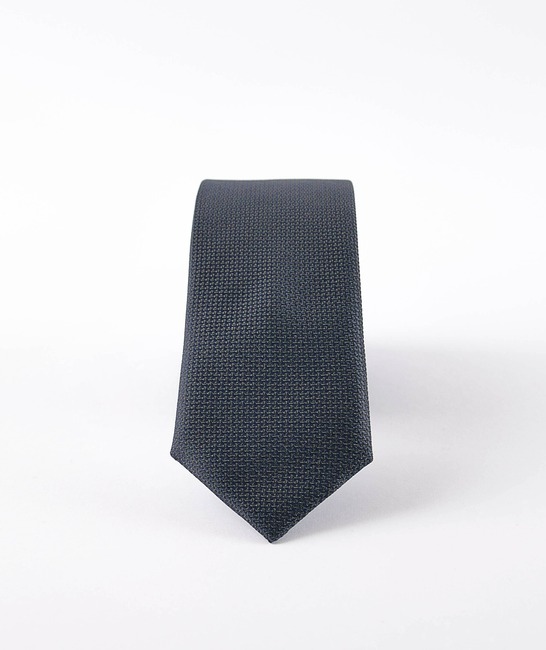 Мъжка структурна тъмно синя вратовръзка с кърпичка