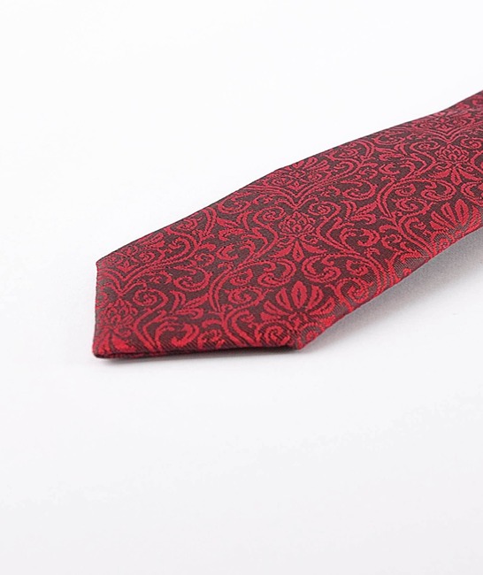 Мъжка вратовръзка с кърпичка на пейсли елементи цвят бордо