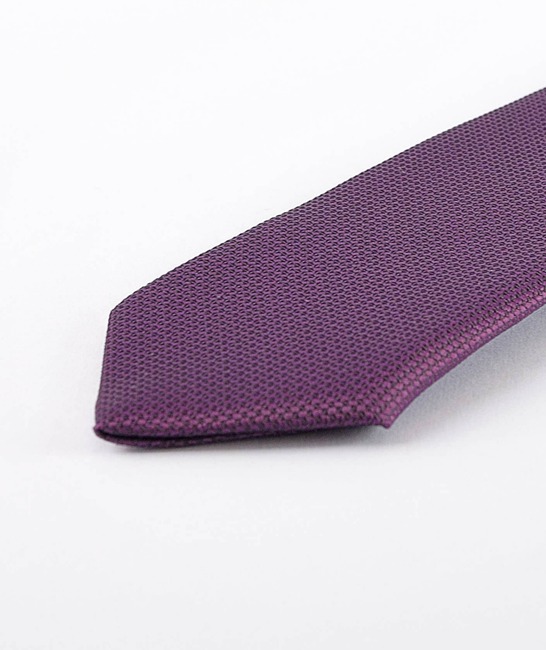 Мъжка лилава структурна вратовръзка с кърпичка