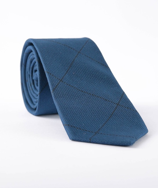 Мъжка синя вратовръзка на едро каре