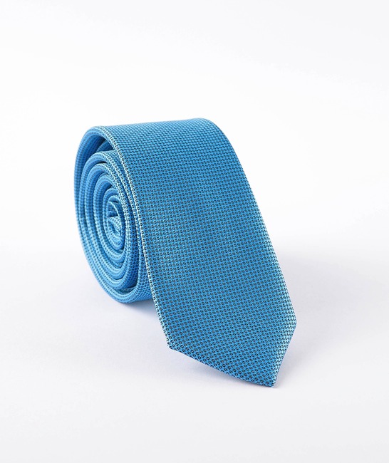 Мъжка структурна синя вратовръзка с кърпичка