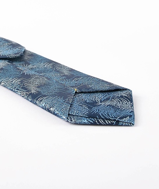 Мъжка синя ефектна вратовръзка на клончета с кърпичка