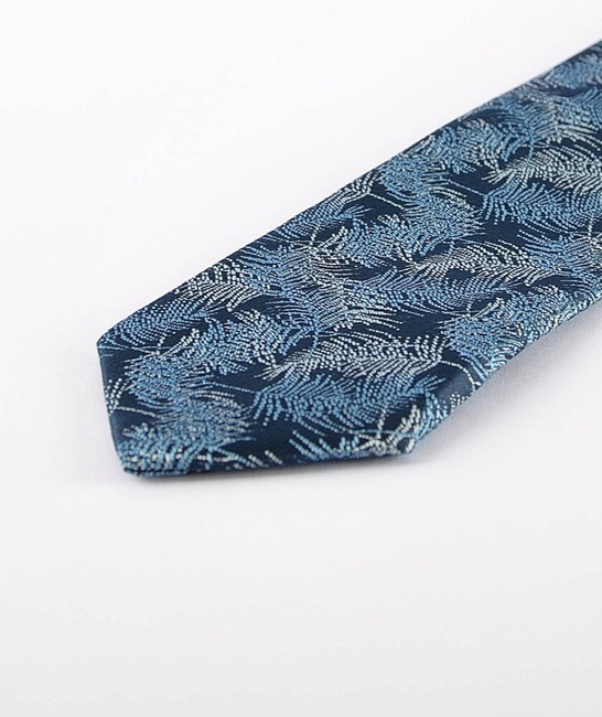 Мъжка синя ефектна вратовръзка на клончета с кърпичка