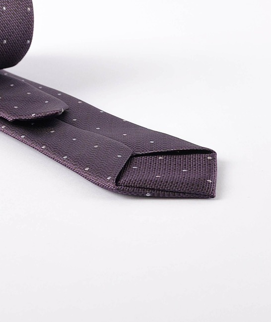 Мъжка лилава струкурна вратовръзка на точки с кърпичка