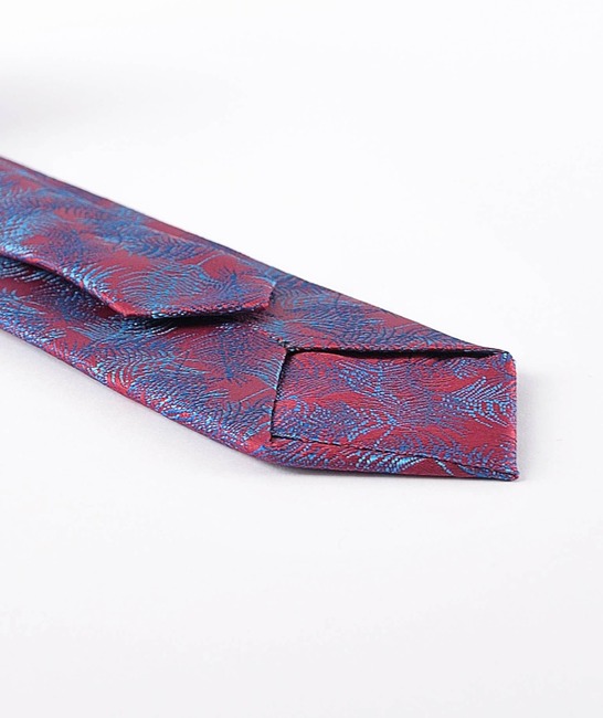 Мъжка ефектна лилава вратовръзка с кърпичка на клончета
