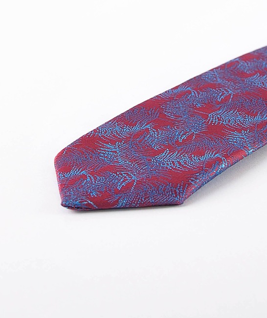 Мъжка ефектна лилава вратовръзка с кърпичка на клончета