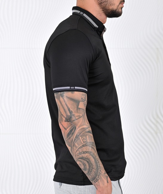 Мъжка стилна черна поло тениска