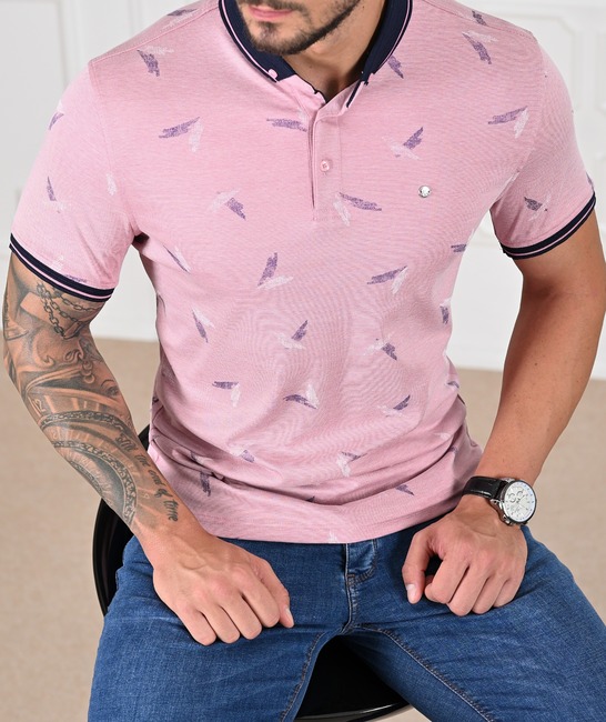 Мъжка розова поло тениска на петна