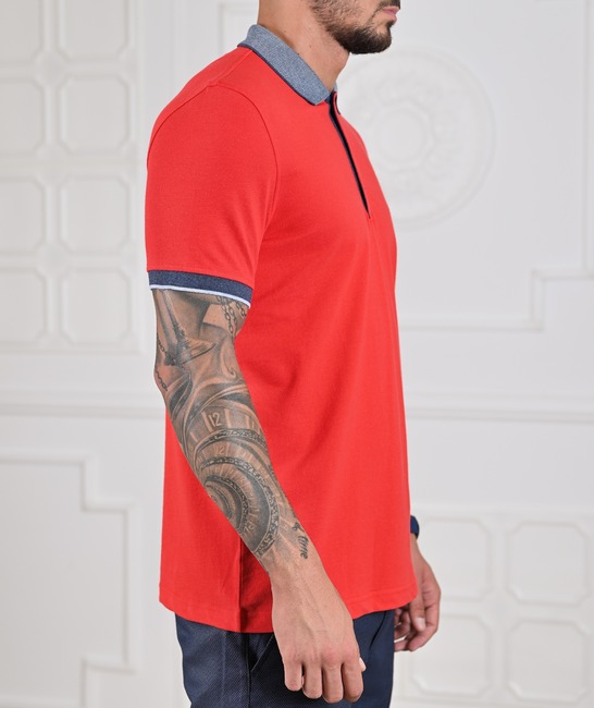 Мъжка червена тениска с яка