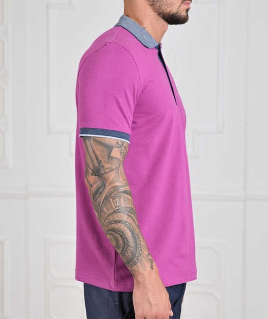 Мъжка лилава тениска с яка