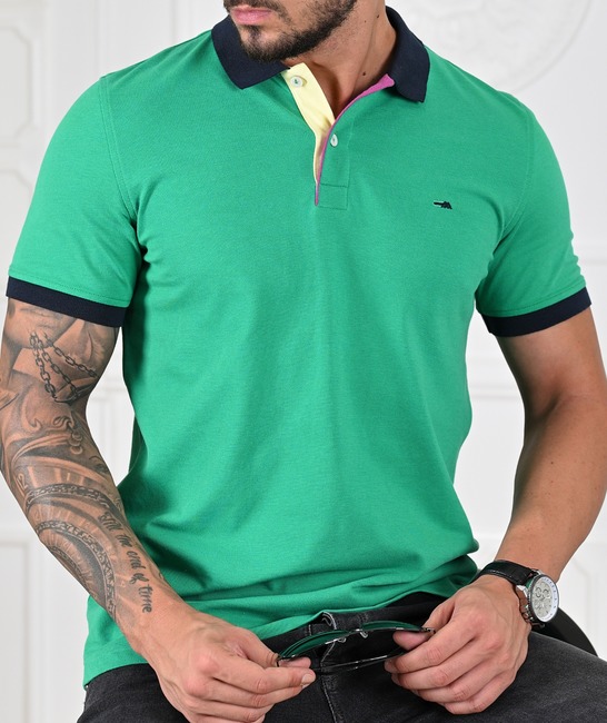Мъжка поло тениска цвят тревисто зелен
